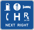 Motorist services-General services (up to 6 symbols) with action message