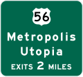 E1 series Exit number-Interchange Advance Guide (3 Destinations)