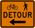 M4 series Route marker auxiliaries-Bicycle and Pedestrian Detour Left Arrow