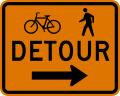 M4 series Route marker auxiliaries-Bicycle and Pedestrian Detour Right Arrow